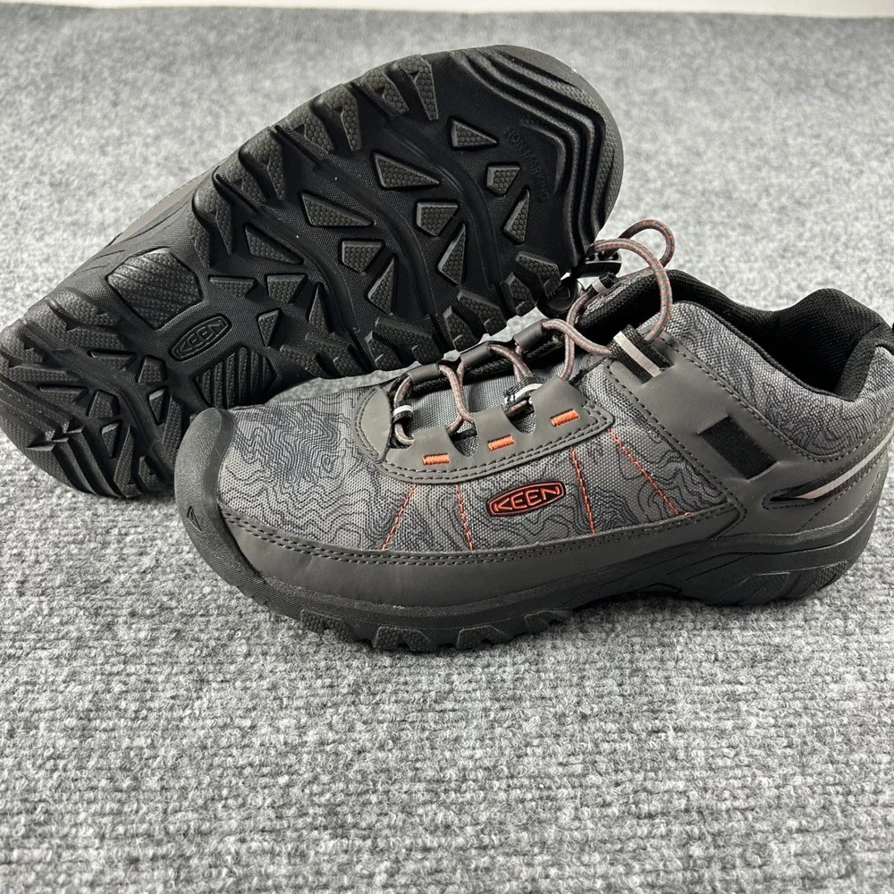 KEEN Hiking Shoes Youth 4 Gray Topographic Bungee Lace Low‎ Top 1026064 Trail